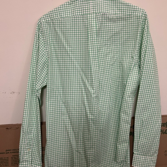 Mens Ralph Lauren Button Down Long Sleeve Green White Checkered Shirt - Picture 3 of 3